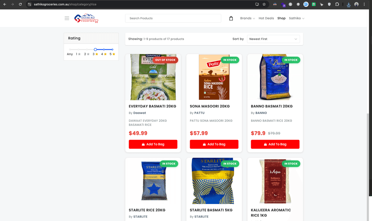 Screenshot of SathikoGroceries